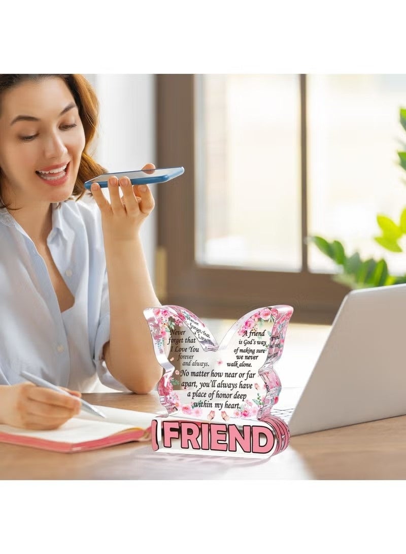 هدايا صداقة للنساء، لوحة أكريليك على شكل فراشة، هدية عيد ميلاد ملهمة لأفضل صديقة، أو زينة لمكتب صديقتك - Image 4